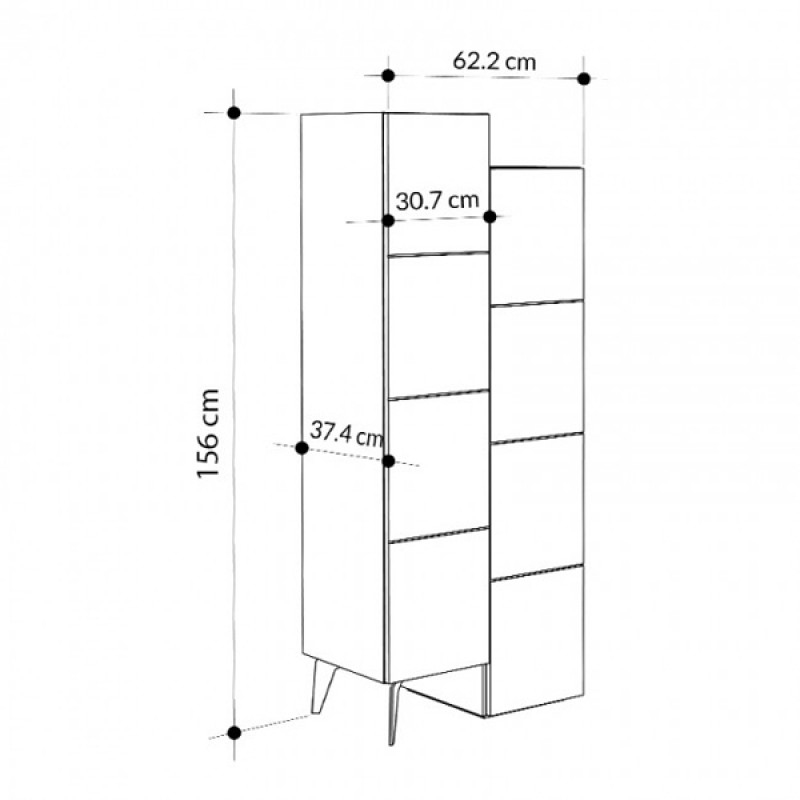 Stair Megapap melamine multipurpose cabinet in white color 62,2x37,4x156cm