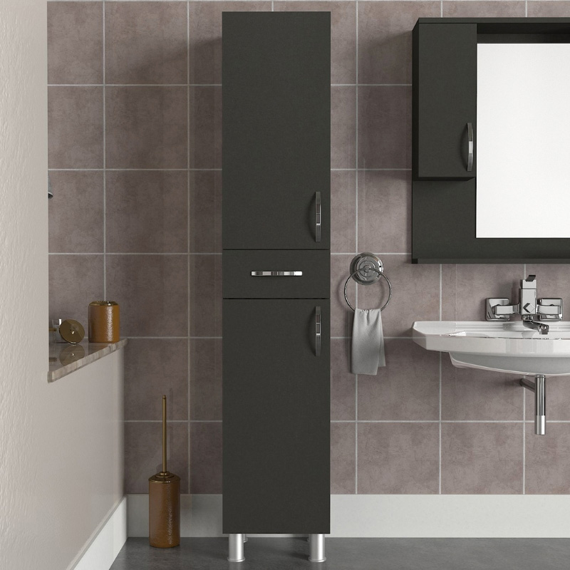 Selina Megapap melamine kitchen/bathroom cabinet in anthracite color 35x31x179cm.