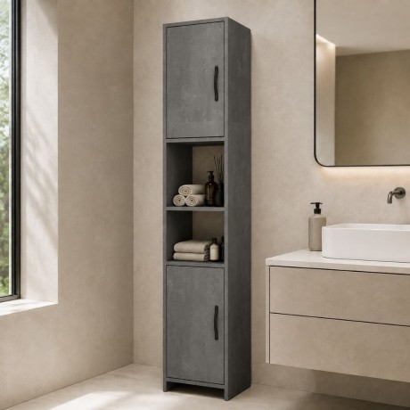 Vero Megapap melamine kitchen / bathroom cabinet in concrete grey color 35x29.6x180cm.