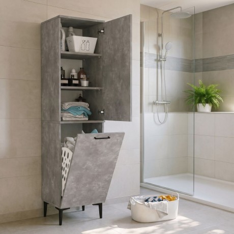 Singa Megapap melamine multipurpose cabinet in concrete grey color 45x40x180cm.