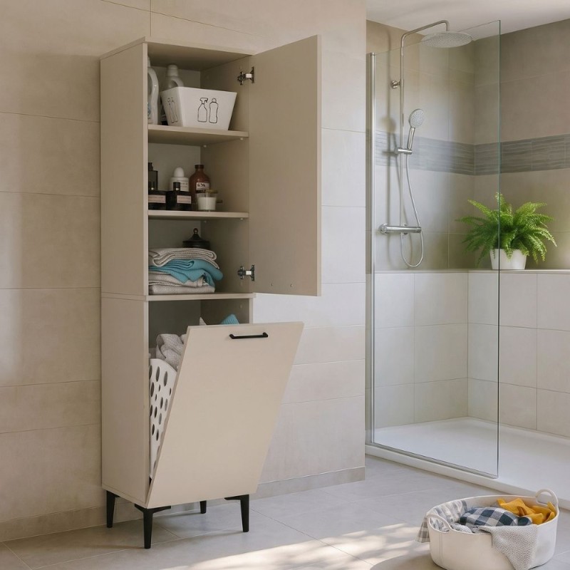 Singa Megapap melamine multipurpose cabinet in sandstone color 45x40x180cm.