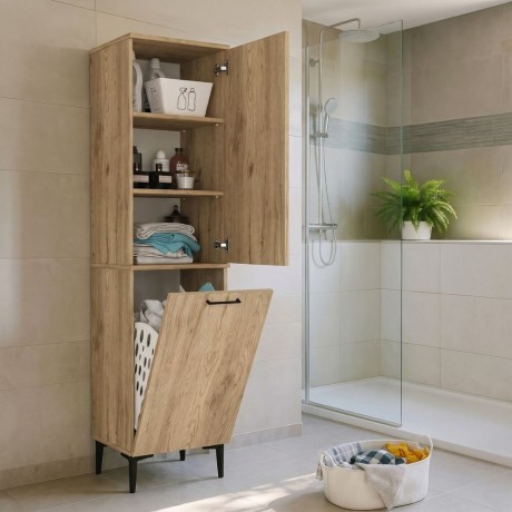 Singa Megapap melamine multipurpose cabinet in sepet oak color 45x40x180cm.