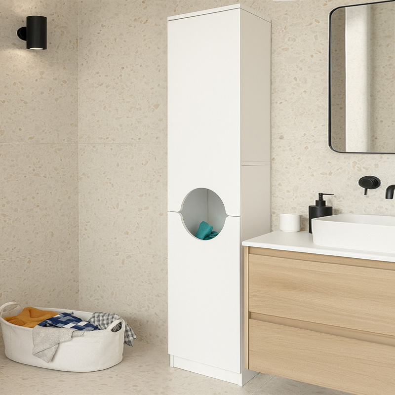 Verga Megapap melamine multipurpose cabinet in white color 45x40x180cm.