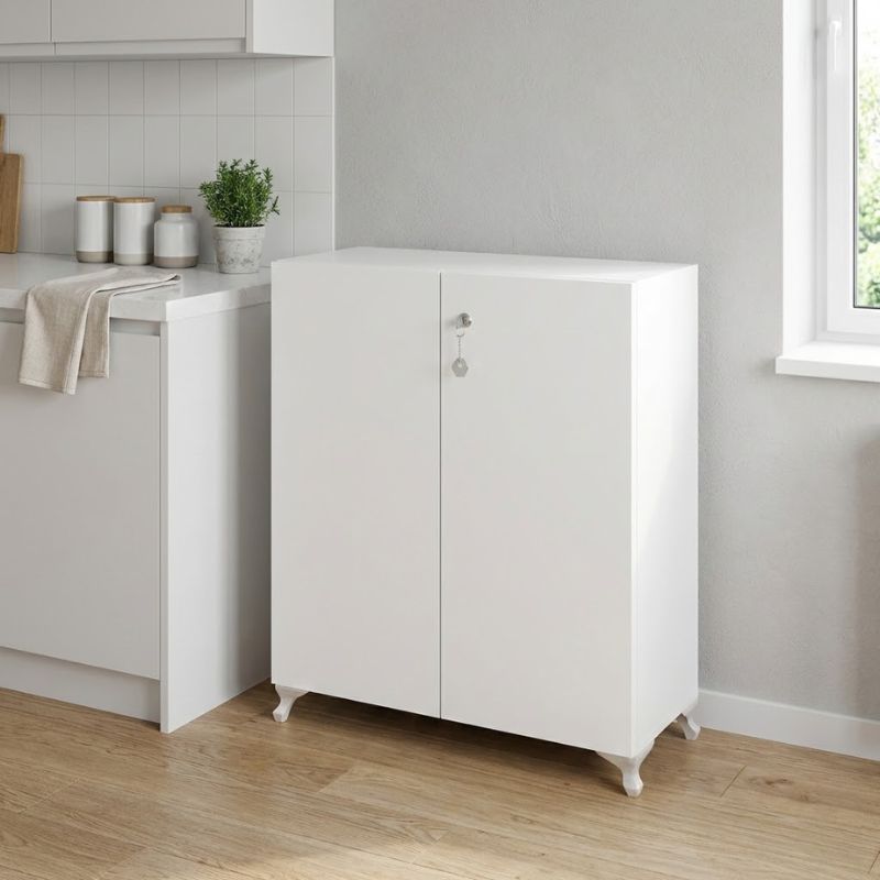 Cilem Megapap melamine multipurpose cabinet in white color 70x32x88cm.