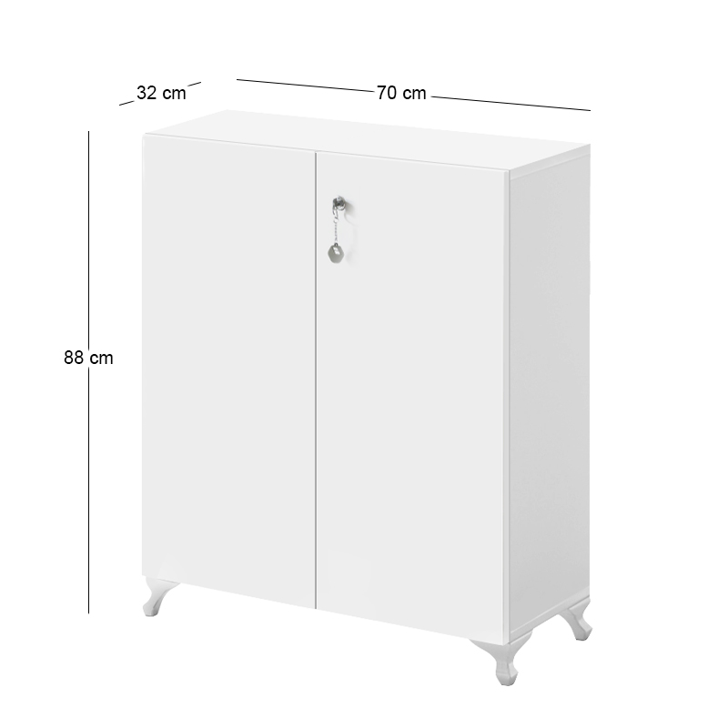 Cilem Megapap melamine multipurpose cabinet in white color 70x32x88cm.