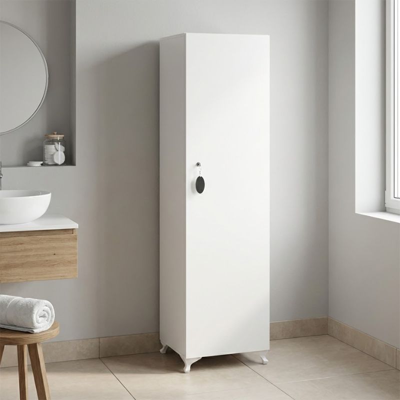 Zehra Megapap melamine multipurpose cabinet in white color 30x32x168cm.