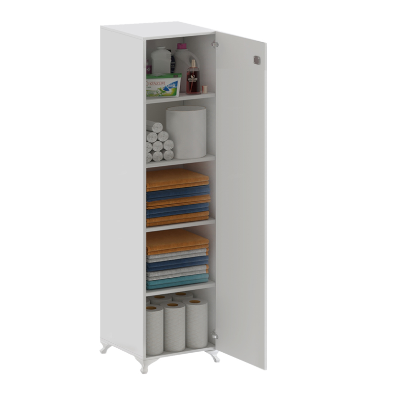 Zehra Megapap melamine multipurpose cabinet in white color 30x32x168cm.