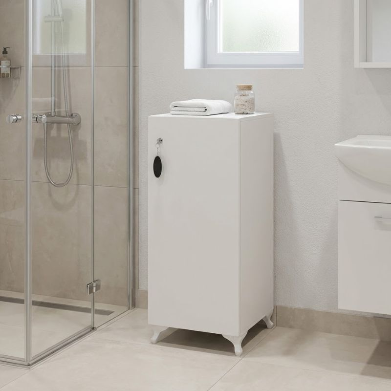 Zehra Megapap melamine multipurpose cabinet in white color 30x32x88cm.