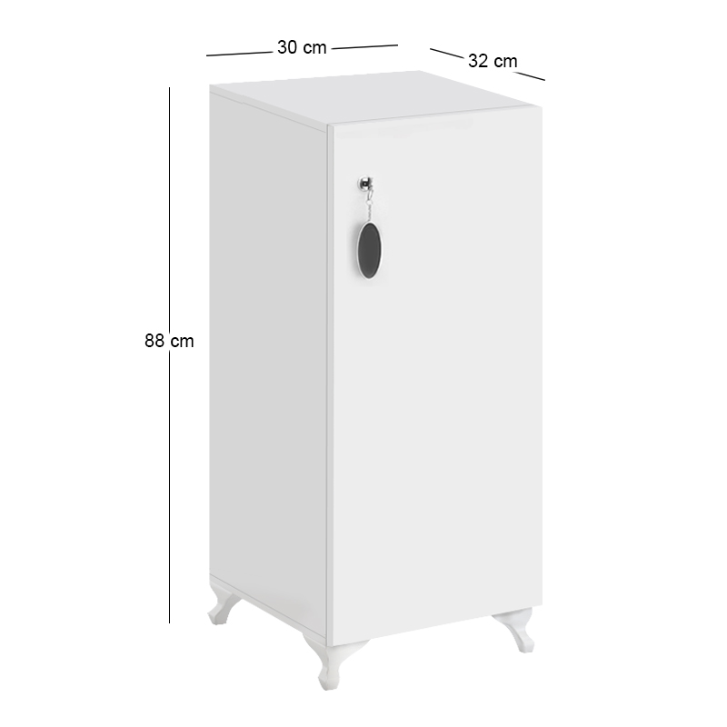 Zehra Megapap melamine multipurpose cabinet in white color 30x32x88cm.