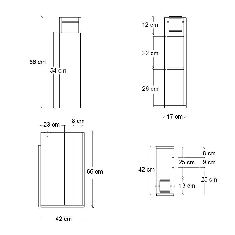 Paper Megapap melamine bathroom cabinet in white color 17x42x66cm.