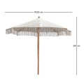 Wooden Beech UMBRELLA 250x250cm, Macrame Knitted Beige