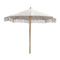 Wooden Beech UMBRELLA 300x300cm, Macrame Knitted Beige