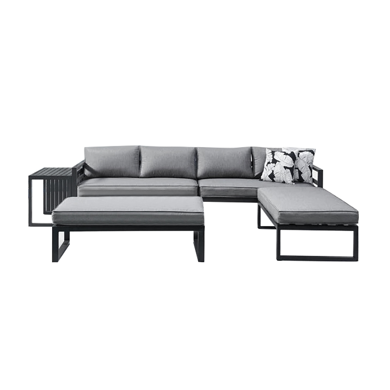 ORBEA Set Alu (Sofa+2 Benches+Coffee Table) Dark Grey/Cushions Dark Grey
