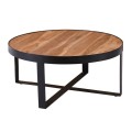 OVEN-W Coffee Table d.80x35 Acacia Natural Finish (Black Paint)