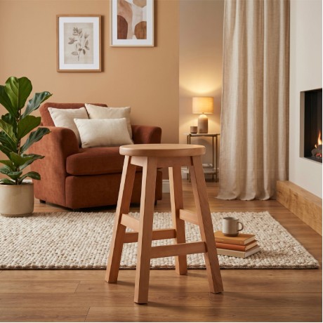 Beech Stool H.50cm Square Polish Natural