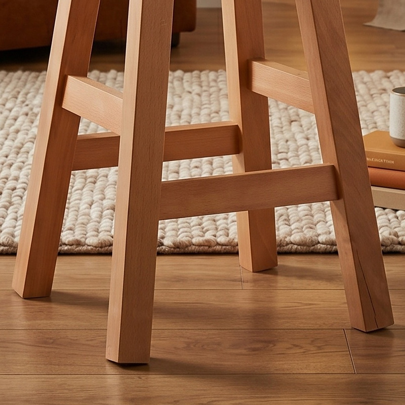 Beech Stool H.50cm Square Polish Natural