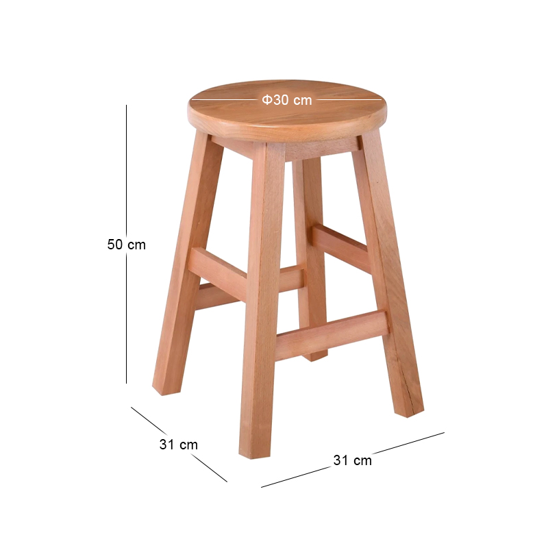 Beech Stool H.50cm Square Polish Natural