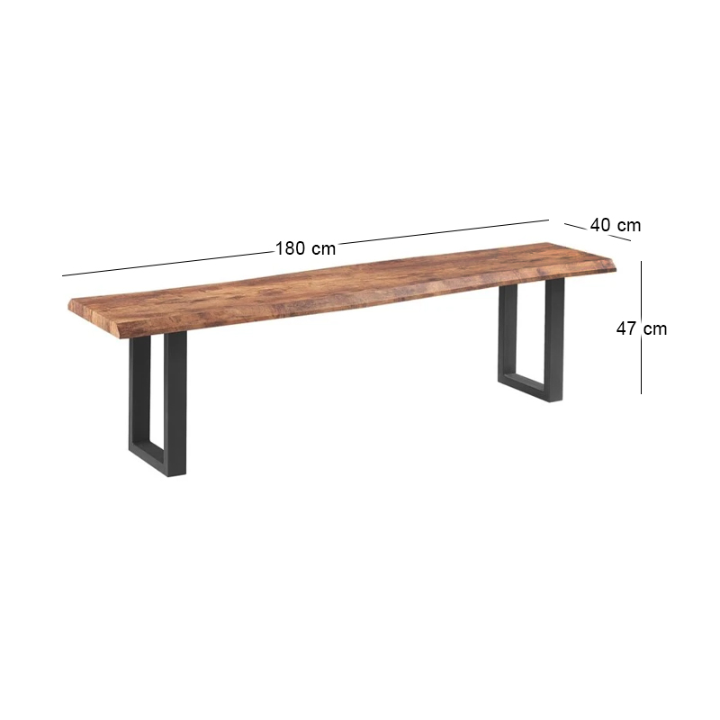 LIZARD 3D PAPER Bench Steel Black/Dark Acacia