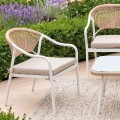 PALERMO Set (4 pcs) Metal White/Wicker Natural/Cushions Beige
