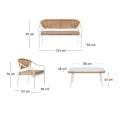 PALERMO Set (4 pcs) Metal White/Wicker Natural/Cushions Beige