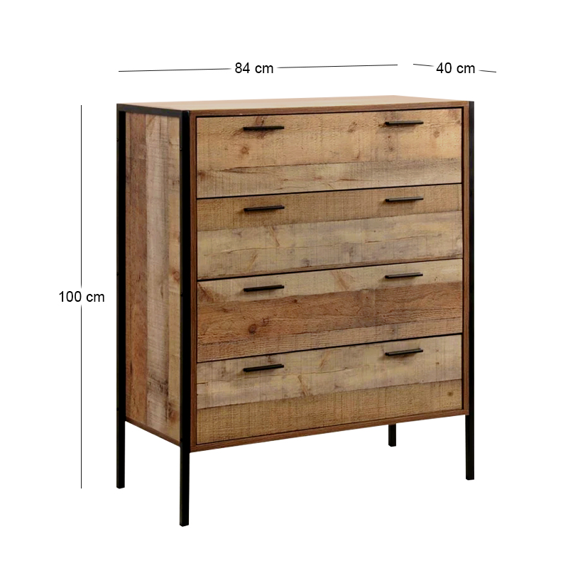 Pallet-W Συρταριέρα 4-Συρτ.84X40X100 Antique Oak