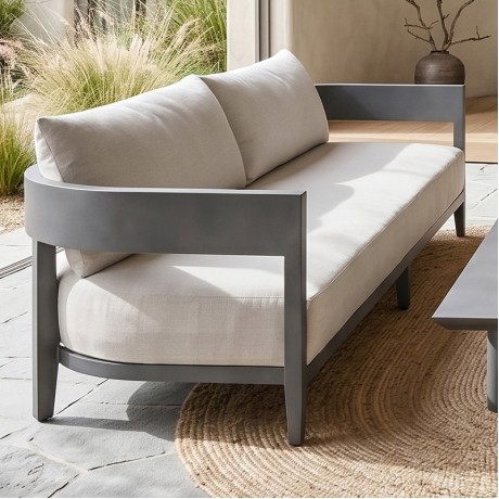PALMER Set (4pcs) Alu Anthracite/Cushions Beige