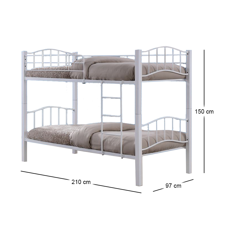 PALOMA Double Deck Bed 90x200 Metal White/Wood White