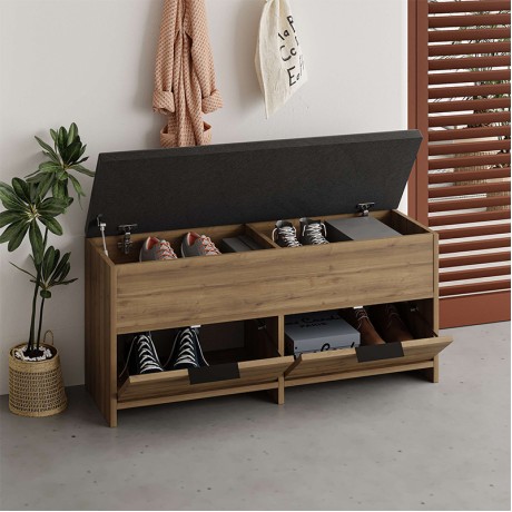 Παπουτσοθήκη Cove Megapap χρώμα ανοιχτό καρυδί 106x34x51,5εκ.