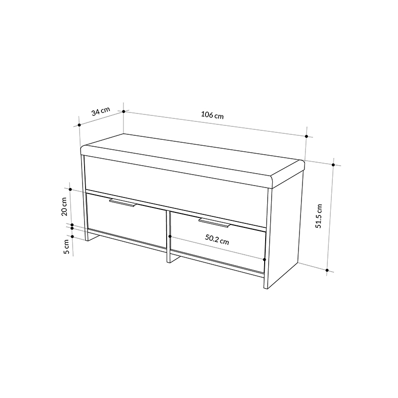 Παπουτσοθήκη Cove Megapap χρώμα ανοιχτό καρυδί 106x34x51,5εκ.