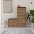 Dude Megapap melamine bench - shoe rack in light brown color 104,8x26x118,5cm.