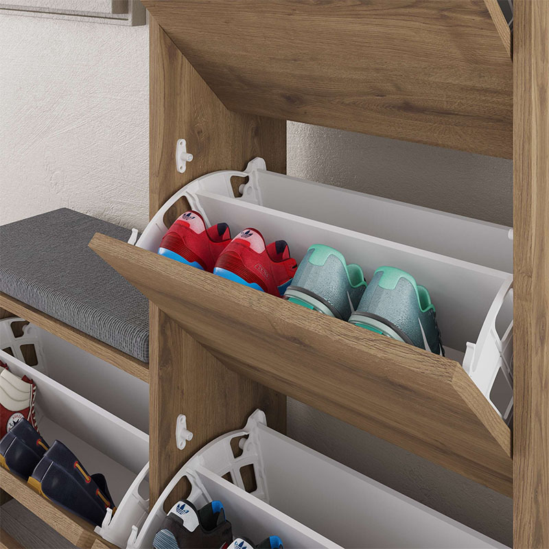 Dude Megapap melamine bench - shoe rack in light brown color 104,8x26x118,5cm.