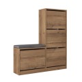 Dude Megapap melamine bench - shoe rack in light brown color 104,8x26x118,5cm.