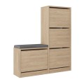 Dude Megapap melamine bench - shoe rack in oak color 104,8x26x118,5cm.
