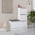 Dude Megapap melamine bench - shoe rack in white color 104,8x26x118,5cm.