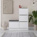 Dude Megapap melamine bench - shoe rack in white color 104,8x26x118,5cm.