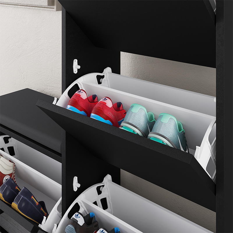 Dude Megapap melamine bench - shoe rack in black color 104,8x26x118,5cm.