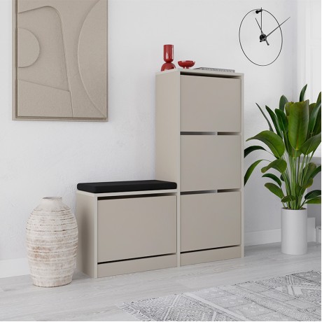Παπουτσοθήκη Dude Megapap χρώμα sandstone 104,8x26x118,5εκ.