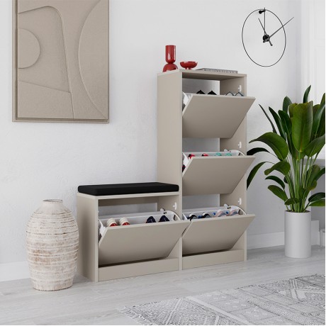 Παπουτσοθήκη Dude Megapap χρώμα sandstone 104,8x26x118,5εκ.