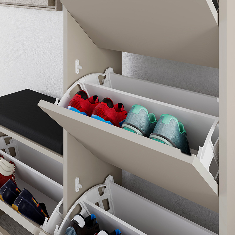 Dude Megapap melamine bench - shoe rack in sandstone color 104,8x26x118,5cm.