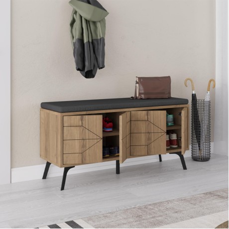 Dune Megapap melamine shoe bench in light brown color 107x35x55cm.