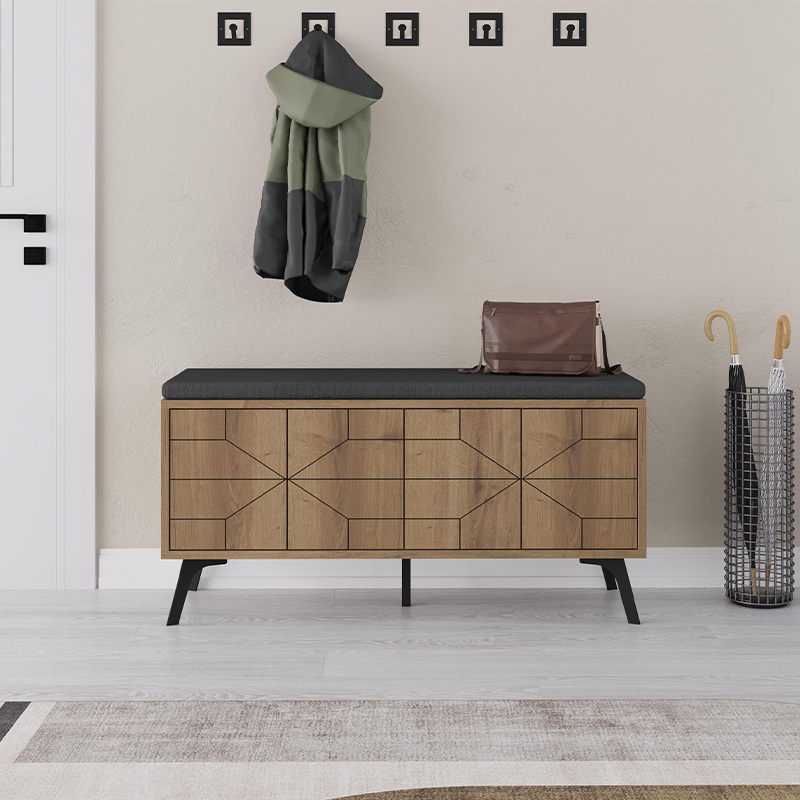 Dune Megapap melamine shoe bench in light brown color 107x35x55cm.