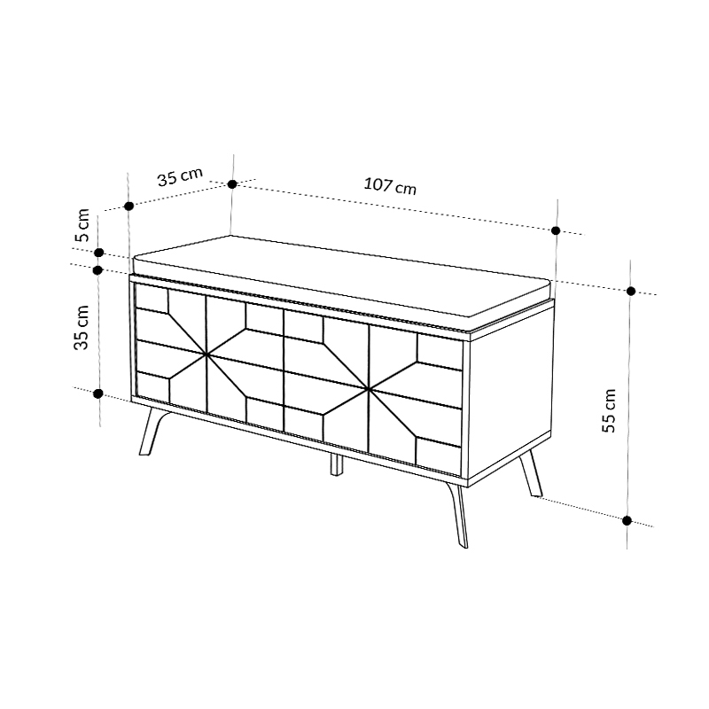Dune Megapap melamine shoe bench in light brown color 107x35x55cm.