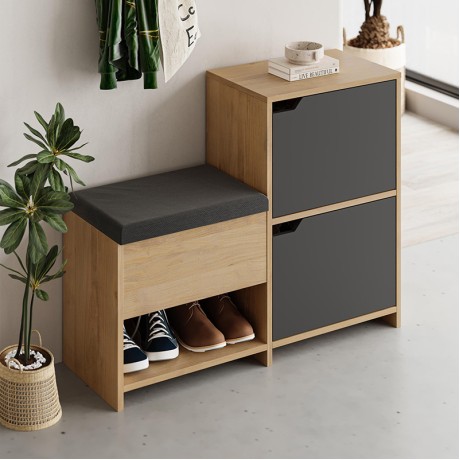 Παπουτσοθήκη Haven Megapap χρώμα sapphire oak - ανθρακί 101x35x80,4εκ.