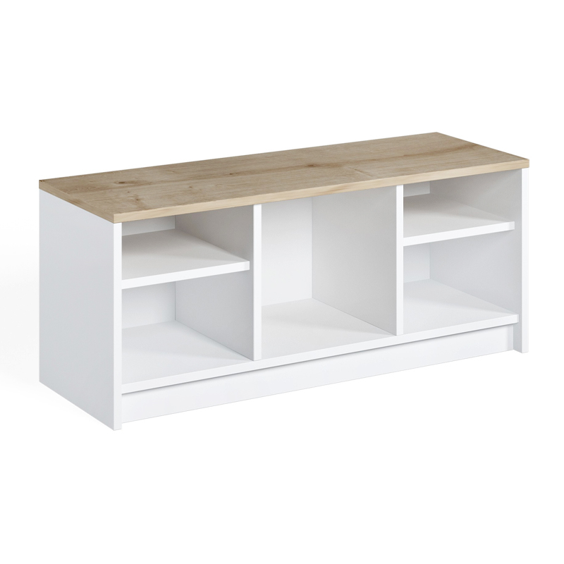 London Megapap melamine shoe cabinet in white - sapphire oak color 100x35x40cm.