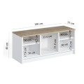 London Megapap melamine shoe cabinet in white - sapphire oak color 100x35x40cm.