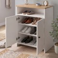 Esun Megapap melamine shoe cabinet in white - sapphire oak color 62x35x86cm.