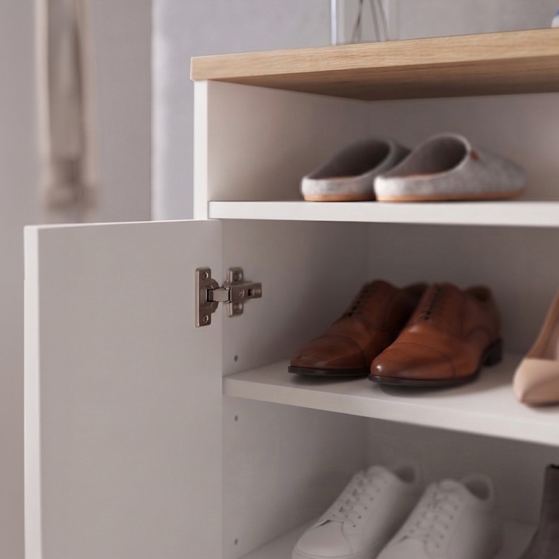 Esun Megapap melamine shoe cabinet in white - sapphire oak color 62x35x86cm.