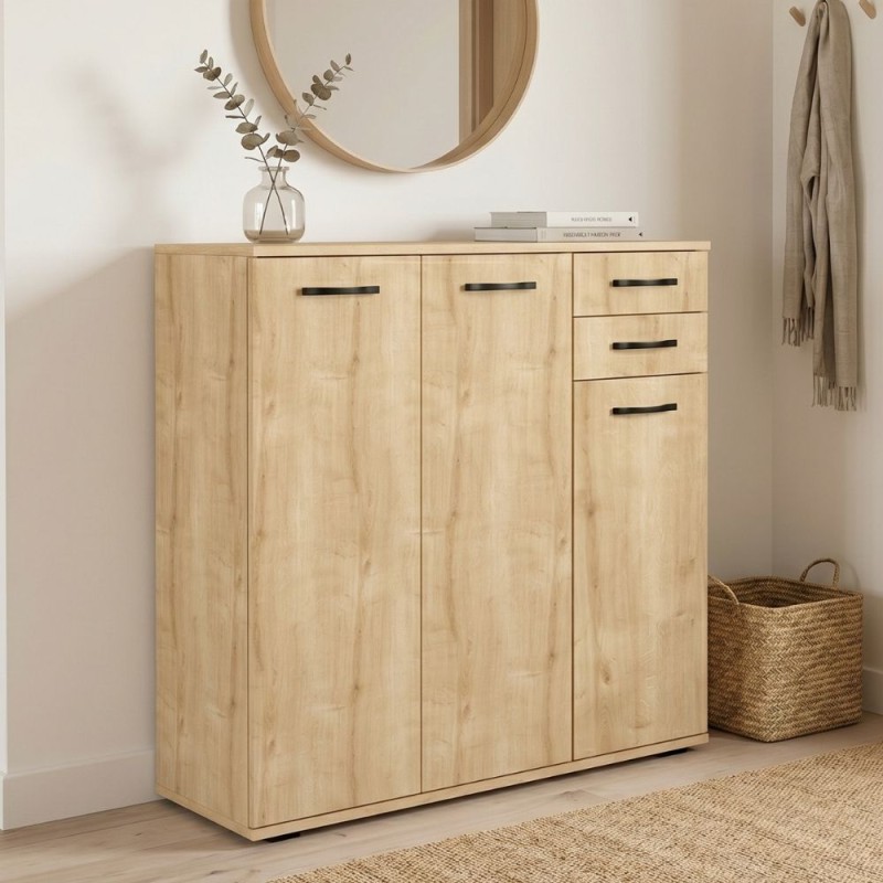Infinity Megapap melamine shoe cabinet in oak color 108x35x108cm.