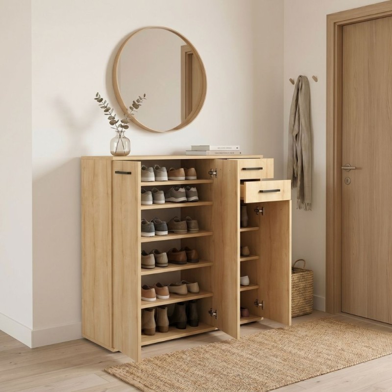 Infinity Megapap melamine shoe cabinet in oak color 108x35x108cm.