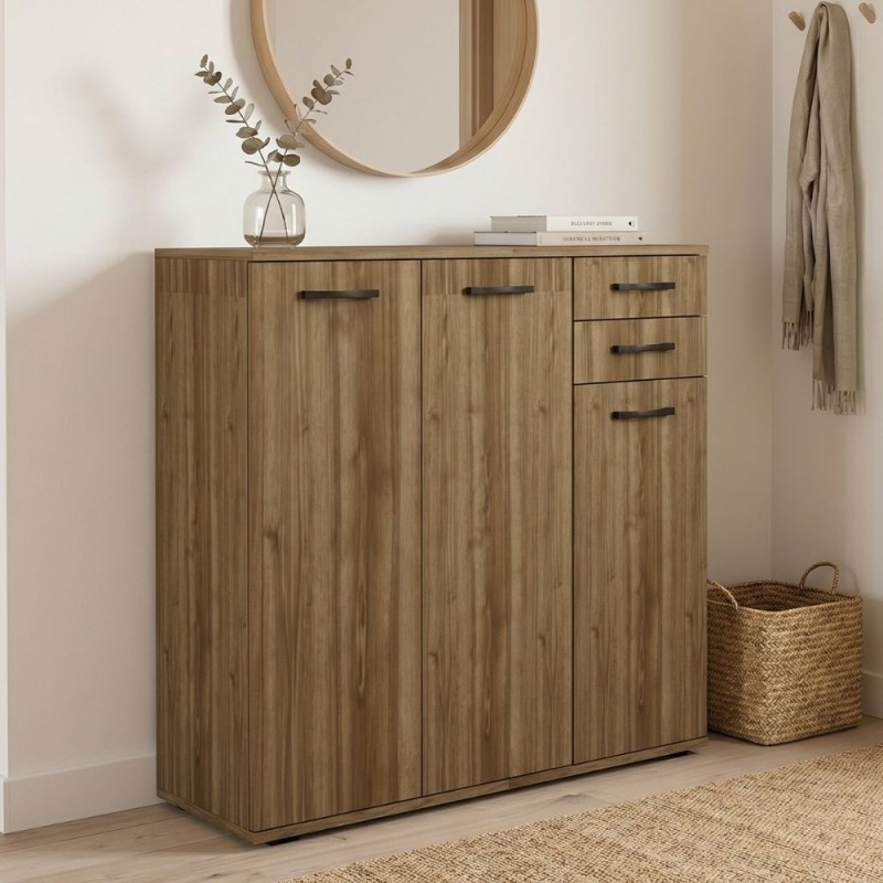 Infinity Megapap melamine shoe cabinet in walnut color 108x35x108cm.